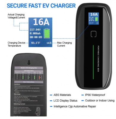Cargador EV portátil para cable de cargador de coche eléctrico